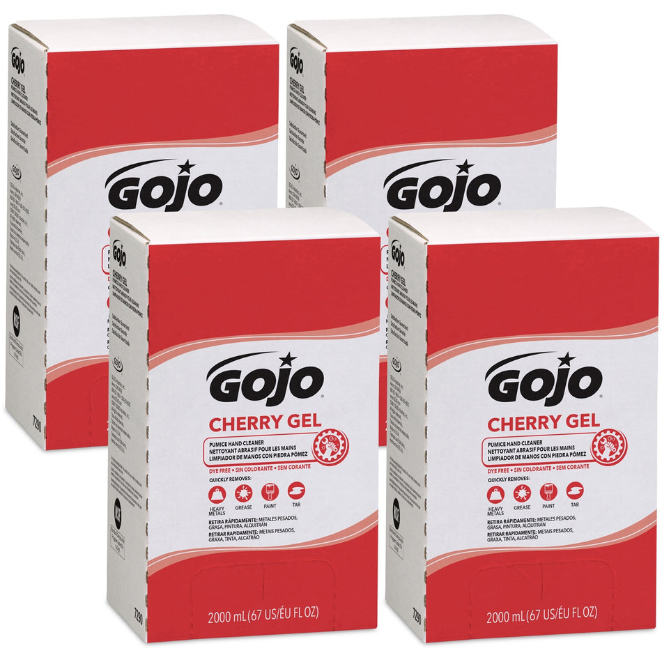 Gojo® PRO TDX Refill Cherry Gel Pumice Hand Cleaner - Cherry Scent - 2.11 quart - Pump Bottle Dispenser - Dirt Remover, Oil Remover, Grease Remover - Hand, Arm - Red - pH Balanced, VOC-free, NPE-free - 4 / Carton
