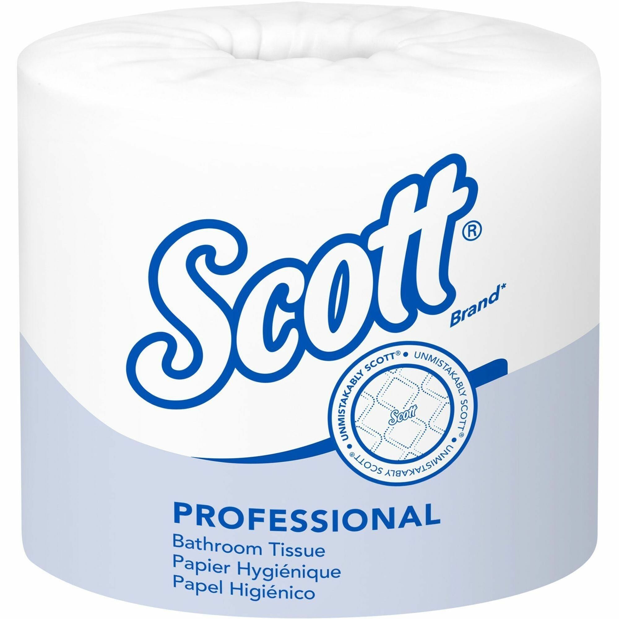 Scott Professional Standard Roll Bathroom Tissue - 1 Ply - 4" Width x 4" Length - 1210 Sheets/Roll - White - 80 / Carton