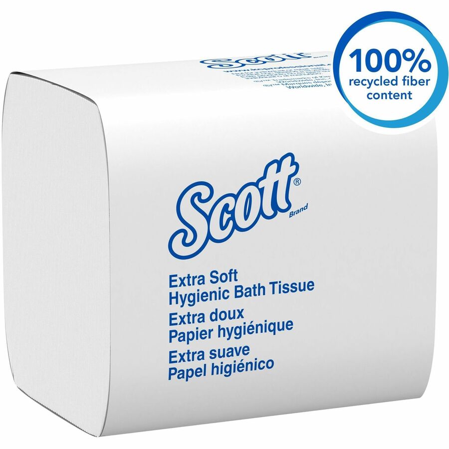 Scott Hygienic High-Capacity Folded Tissue - 2 Ply - 4.50" Width x 8.30" Length - White - Fiber - 250/Pack - 36 / Carton