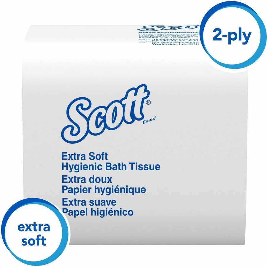 Scott Hygienic High-Capacity Folded Tissue - 2 Ply - 4.50" Width x 8.30" Length - White - Fiber - 250/Pack - 36 / Carton