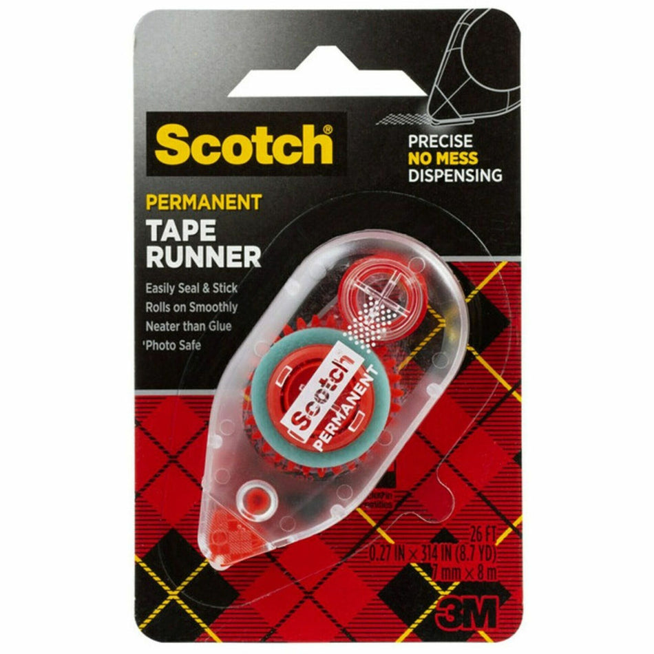 Scotch Double-Sided Adhesive Roller - 26 ft Length x 27" Width - Clear - Dispenser Included - Handheld Dispenser - For Multipurpose - 1 Each