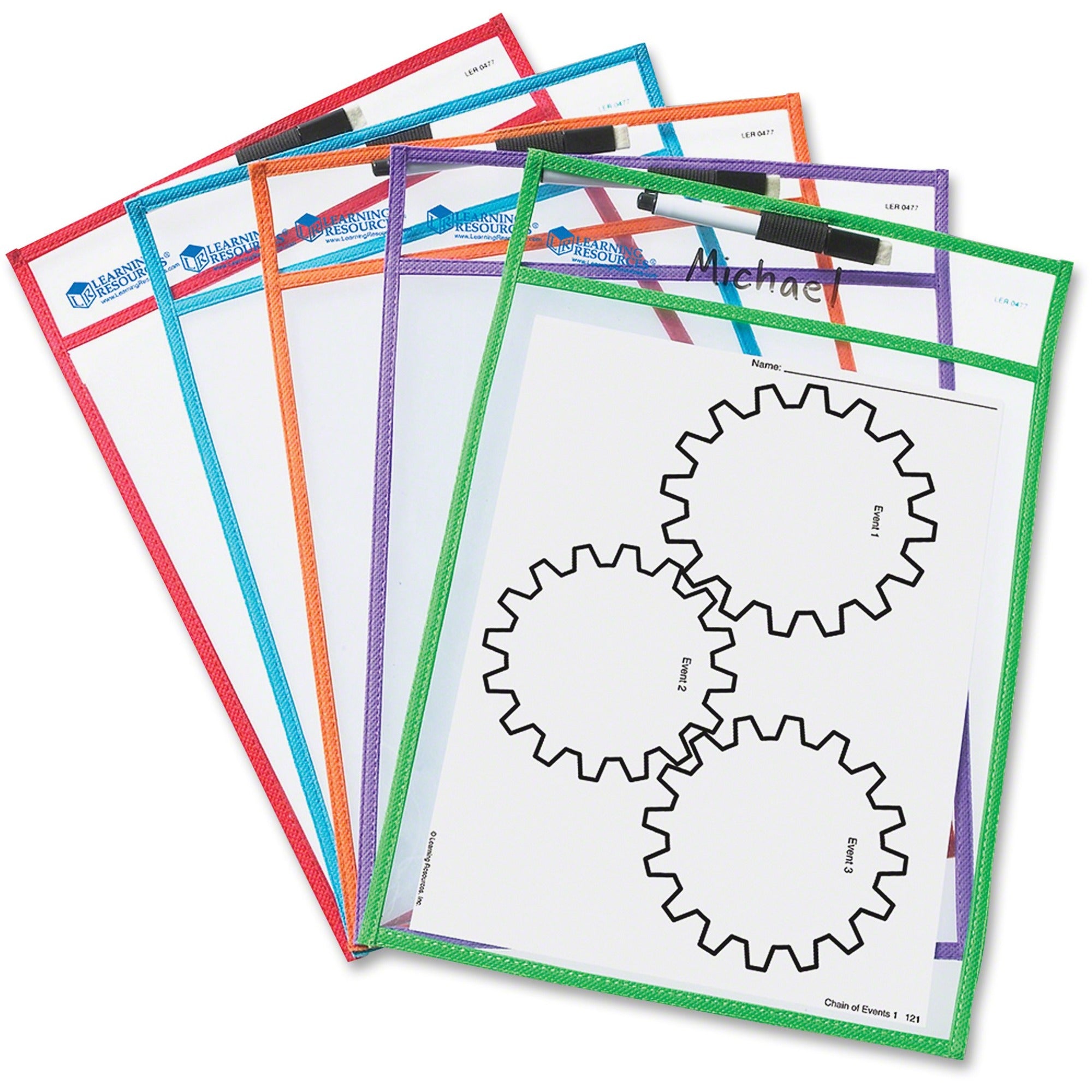 Learning Resources Write-and-wipe Pockets - White Surface - Portable - Reusable - 5 / Set