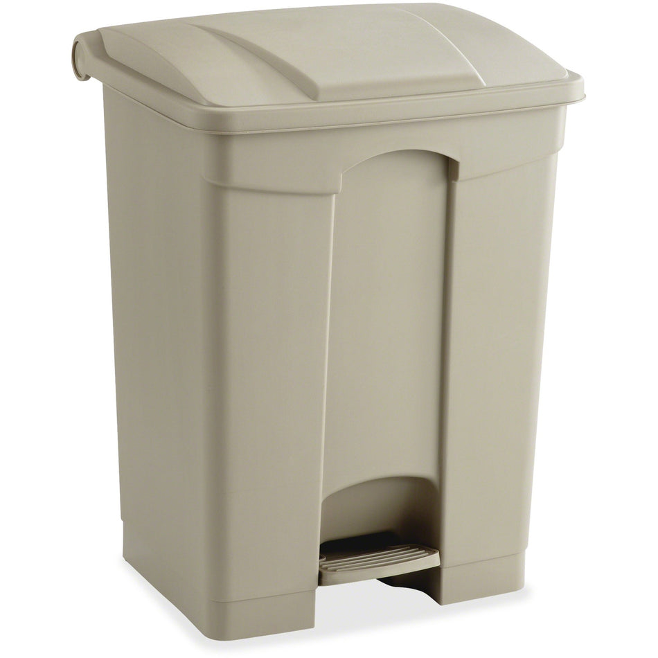 Safco Plastic Step-on Waste Receptacle - 17 gal Capacity - Rectangular - 26.3" Height x 19.8" Width x 16.3" Depth - Plastic - Tan - 1 Each