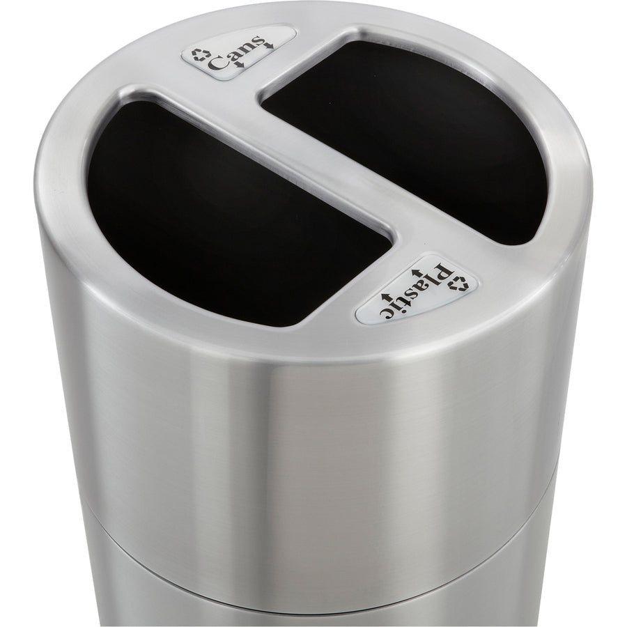 Safco Dual Recycling Receptacle - 30 gal Capacity - 32.5" Height x 17.5" Diameter - Aluminum - Stainless Steel - 1 Each