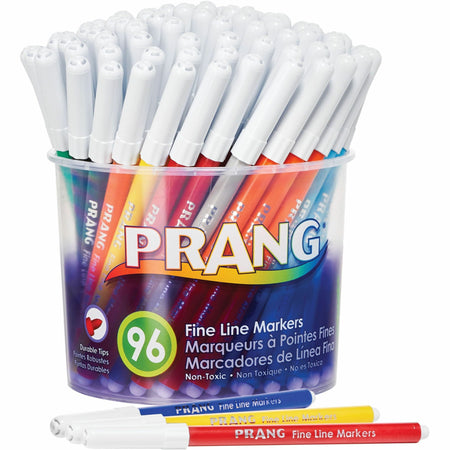 Prang Fine Line Classic Markers Set - 2.75 mm Fine Marker Point - Washable - Black, Blue, Brown, Gray, Green, Light Blue, Light Green, Orange, Pink, Purple, Red, ... Ink - 96 / Set