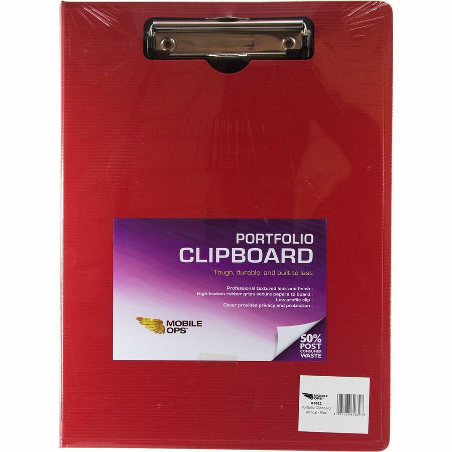 Mobile OPS Portfolio Clipboard Vertical RED (61632) - 0.50" Clip Capacity - Top Opening - 8 1/2" x 11" Sheet Size - Red - 1 Each