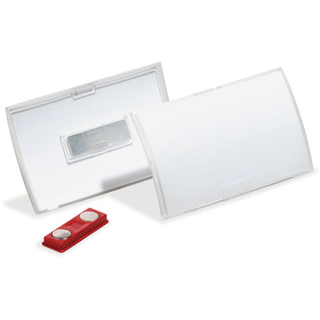 DURABLE Click Fold Magnet Badge Holder - 2.9" Height x 3.8" Width x 0.3" Depth - Polypropylene - Clear - 10 / Pack