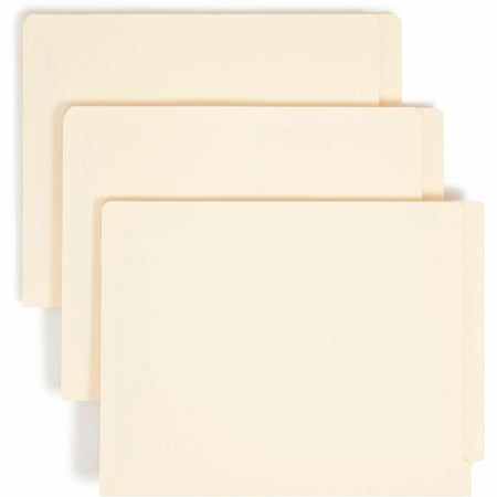 Smead Straight Tab Cut Letter Recycled Fastener Folder - 8 1/2" x 11" - 2 x 2B Fastener(s) - End Tab Location - 1 Divider(s) - 11 pt. - 2 Plys - Manila - Reinforced Tab, Straight Cut Tab - 10% Paper Recycled - 50 / Box