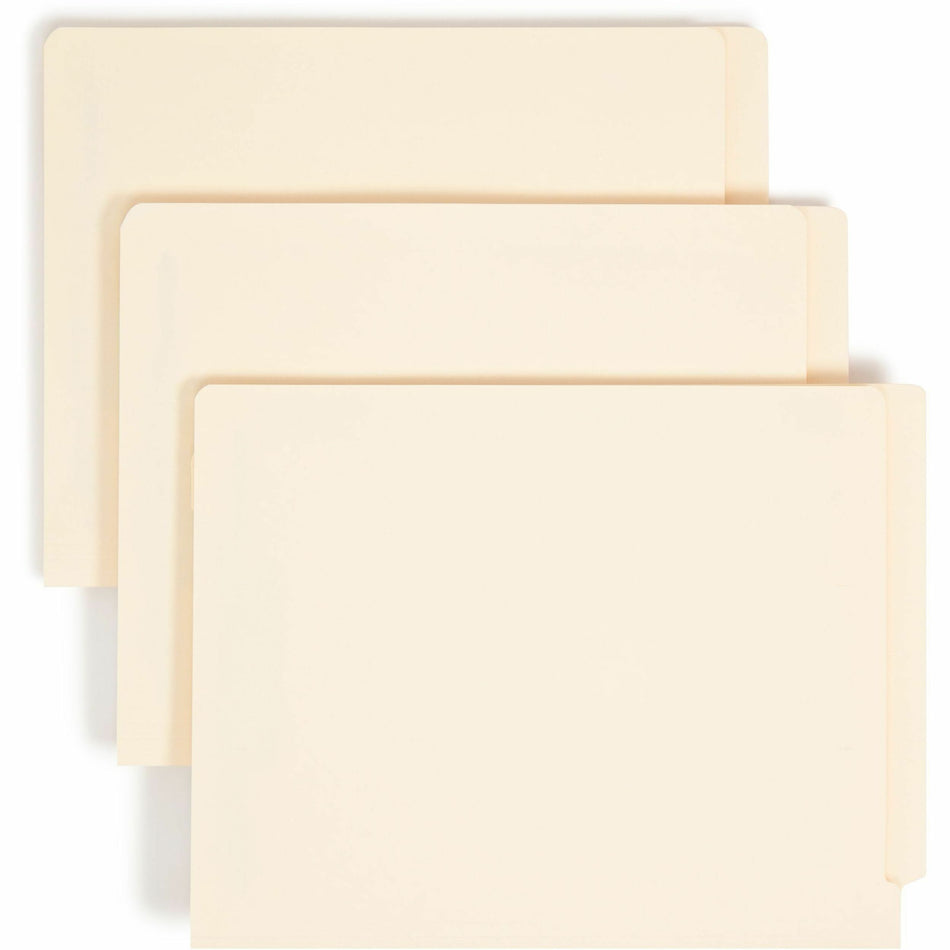 Smead Straight Tab Cut Letter Recycled Fastener Folder - 8 1/2" x 11" - 2 x 2B Fastener(s) - End Tab Location - 1 Divider(s) - 11 pt. - 2 Plys - Manila - Reinforced Tab, Straight Cut Tab - 10% Paper Recycled - 50 / Box