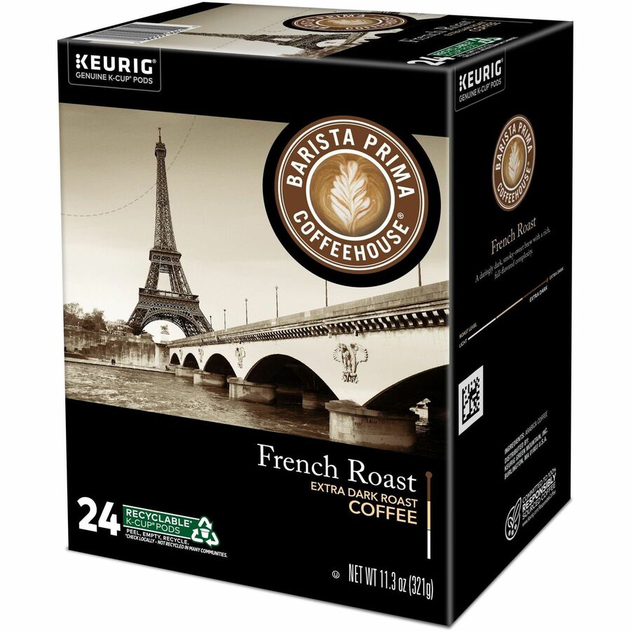 Barista Prima Coffeehouse® K-Cup, Pod French Roast Keurig Single Serve K-Cup Pods, 24 Count - Compatible with Keurig Brewer - Regular - French - K-Cup, Pod - Barista, Arabica - Kosher - 24 / Pack