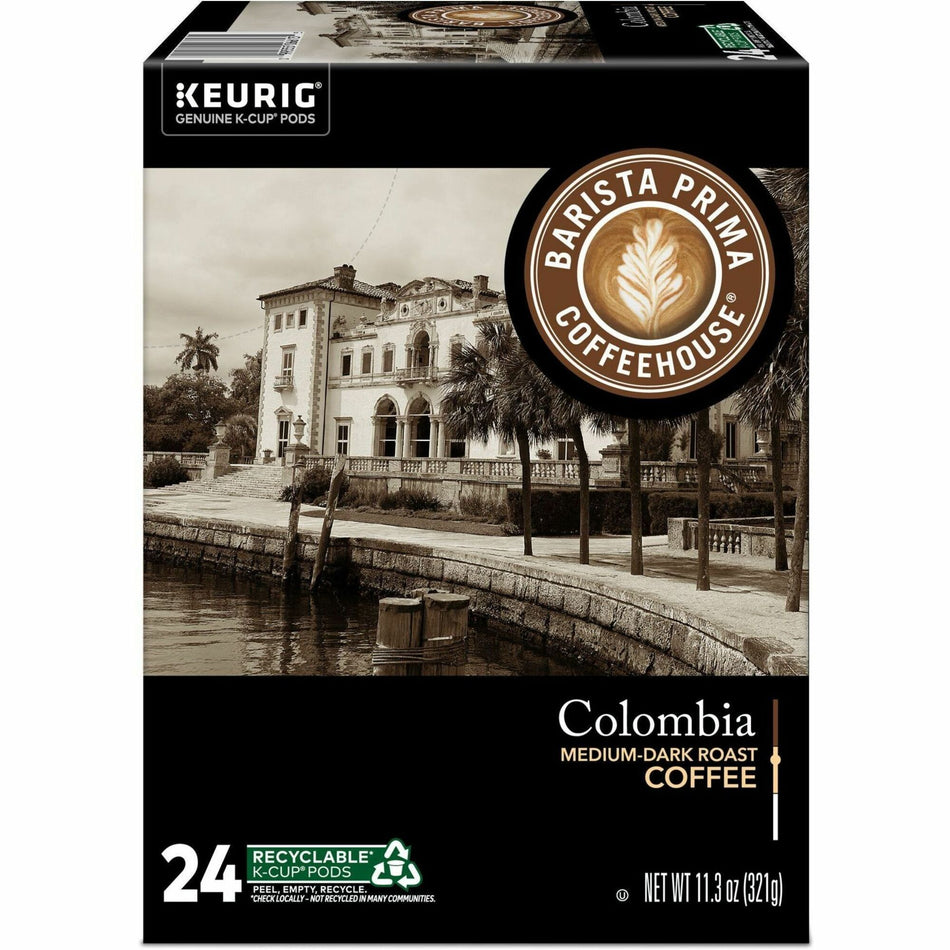 Barista Prima Coffeehouse® K-Cup, Pod Colombia Coffee, Keurig Single Serve K-Cup Pods, 24 Count - Compatible with Keurig Brewer - Regular - Bold - K-Cup, Pod - Kosher - 24 / Pack