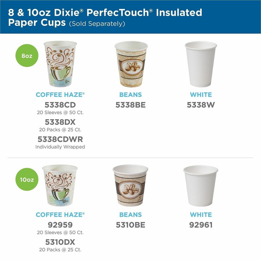 Dixie PerfecTouch 8 oz Insulated Wrapped Paper Hot Coffee Cups by GP Pro - Alternate-Image3
