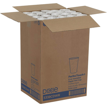 Dixie PerfecTouch 8 oz Insulated Wrapped Paper Hot Coffee Cups by GP Pro - Top