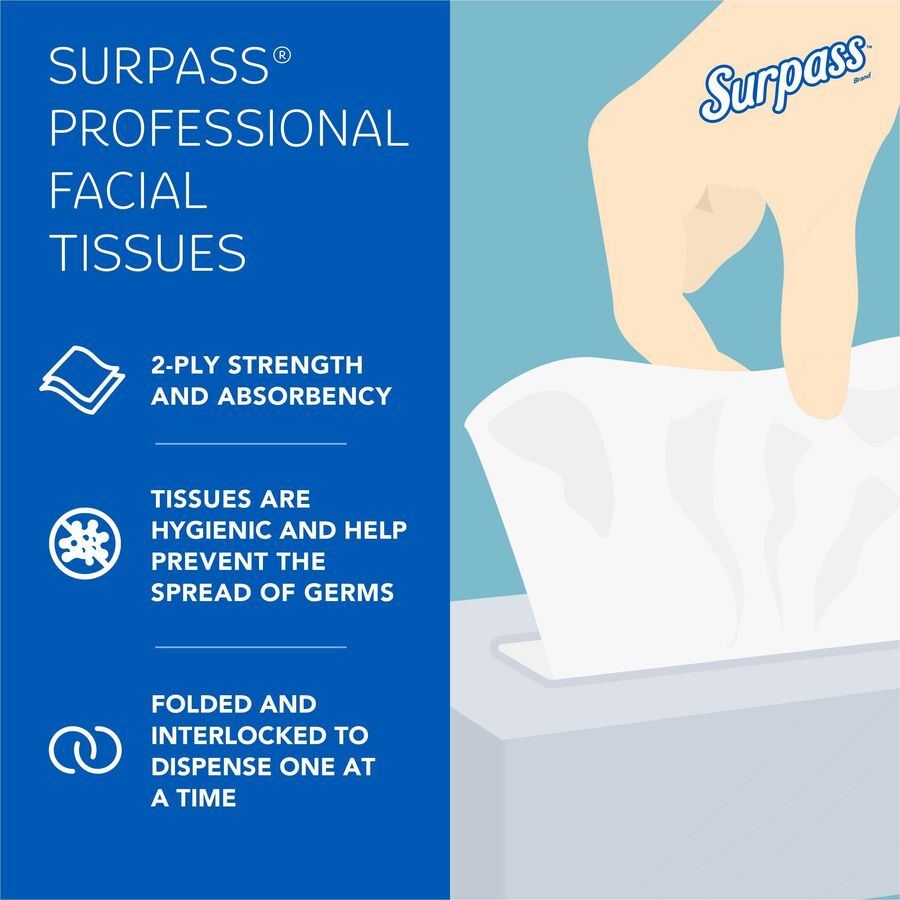 Surpass Flat Box Facial Tissue for Business - Front