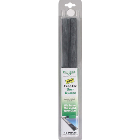 Unger ErgoTec 12" Soft Rubber Squeegee Blades - 12" Length - Long Lasting, Streak-free - Rubber - Black - 12 / Pack