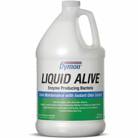 Dymon LIQUID ALIVE Enzyme Producing Bacteria - For Multipurpose - Liquid - 128 fl oz (4 quart) - 7.7 pH - Natural Scent - Non-toxic, Non Alkaline, Chlorine-free, Salmonella-free - White Bottle - 1 Each
