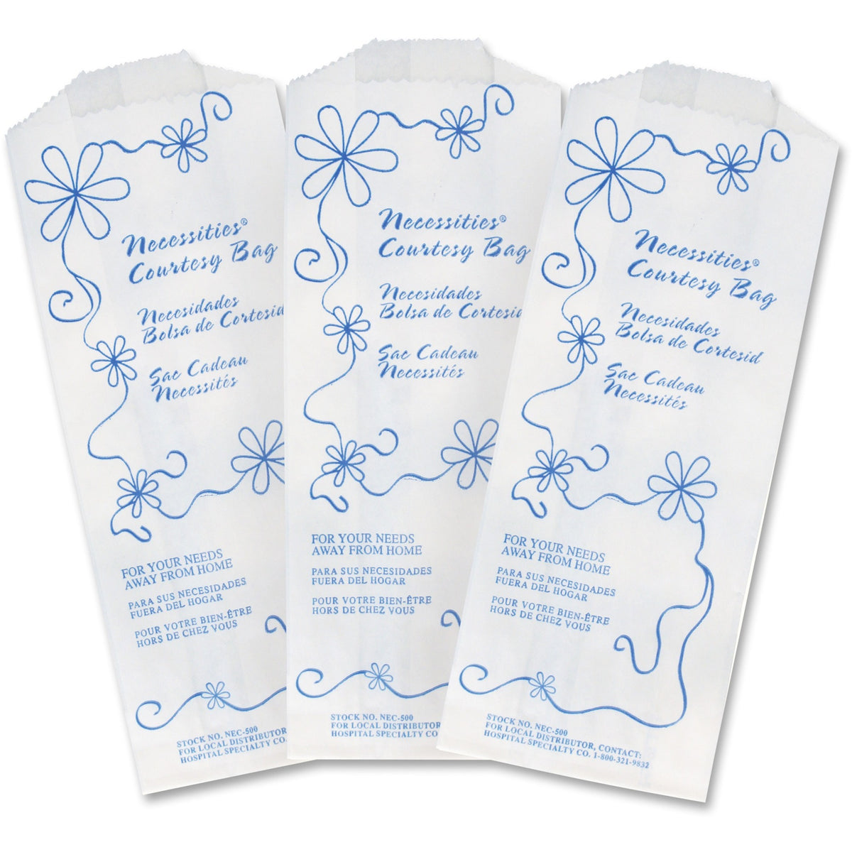 Necessities Courtesy Bags - 7.75" Length x 3" Width x 1.50" Depth - White - Paper - Disposal, Home, Restroom, Sanitary - 500 / Carton