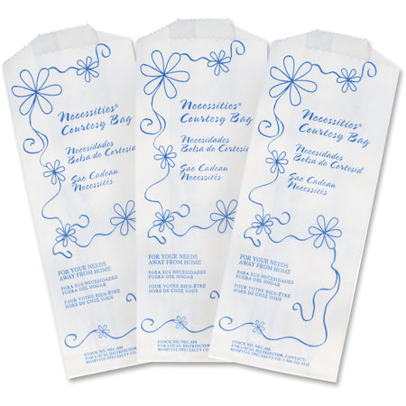 Necessities Courtesy Bags - 7.75" Length x 3" Width x 1.50" Depth - White - Paper - Disposal, Home, Restroom, Sanitary - 500 / Carton
