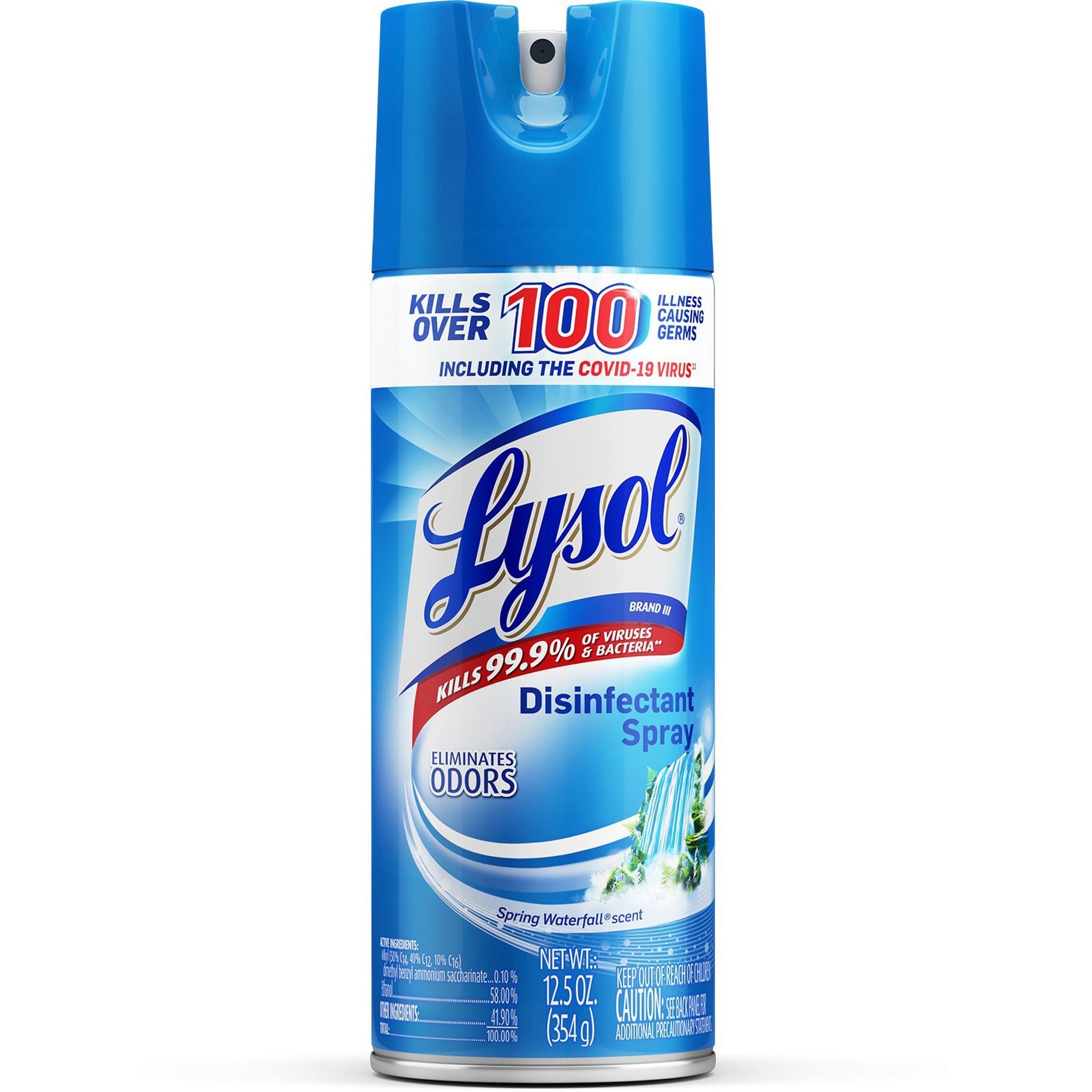Lysol Spring Waterfall Disinfectant Spray - Ready-To-Use - 12.5 fl oz (0.4 quart) - Spring Waterfall Scent - Easy to Use - Clear - 1 Each