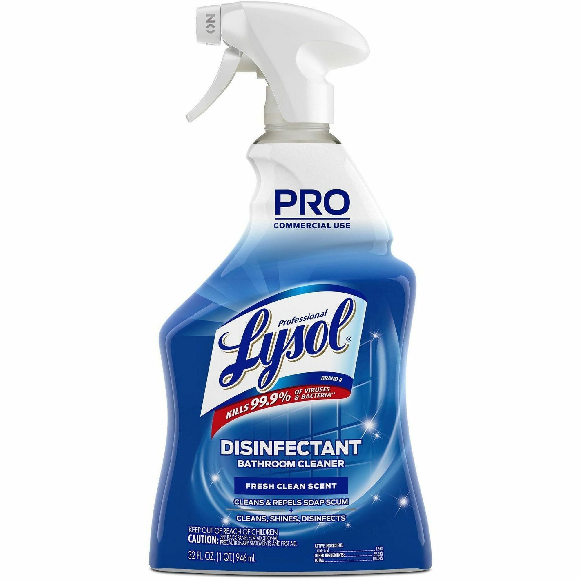 Professional Lysol Disinfectant Bathroom Cleaner - Ready-To-Use - 32 fl oz (1 quart) - Fresh Clean Scent - Disinfectant, Deodorize, Non-abrasive, Bleach-free - 1 Each