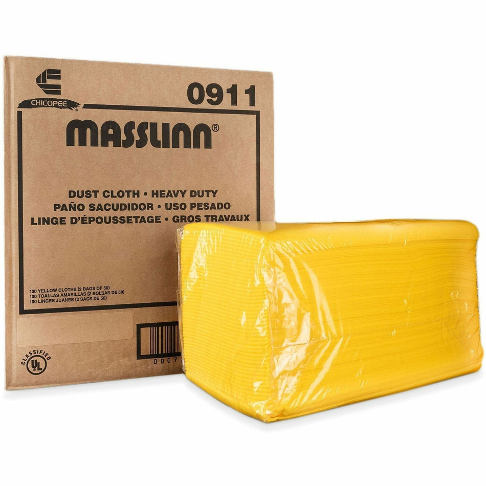 Chicopee Masslinn Heavy Duty Dust Cloth - 24" Length x 24" Width - Heavy Duty, Disposable, Durable - Yellow - 50/Bag - 100 / Carton