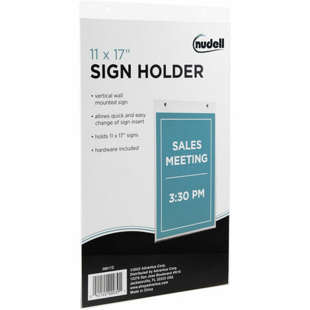 Golite nu-dell Wall Sign Holder - 11" Width x 17" Height - Rectangular Shape - Wall Mountable - Pre-drilled - Signage, Photo, Notice - Acrylic - 1 Each