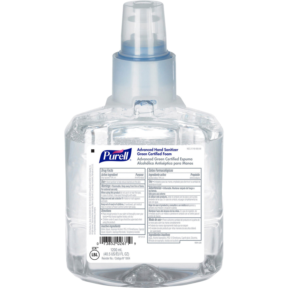 PURELL® Hand Sanitizer Foam Refill - 1.27 quart - Hand, Skin - Clear - Fragrance-free, Dye-free - 1 Each