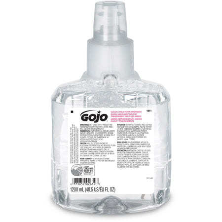 Gojo® LTX-12 Clear Mild Foam Handwash Refill - 1.27 quart - Hand, Skin - Moisturizing - Clear - Fragrance-free, Dye-free, Bio-based, Rich Lather, Eco-friendly - 2 / Carton