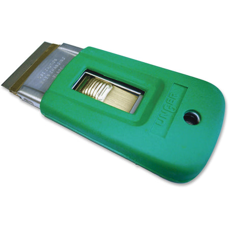Unger Safety Scrapers - 1.50" Blade - Safety Lock, Non-slip Grip, Retractable - Green - 1Each