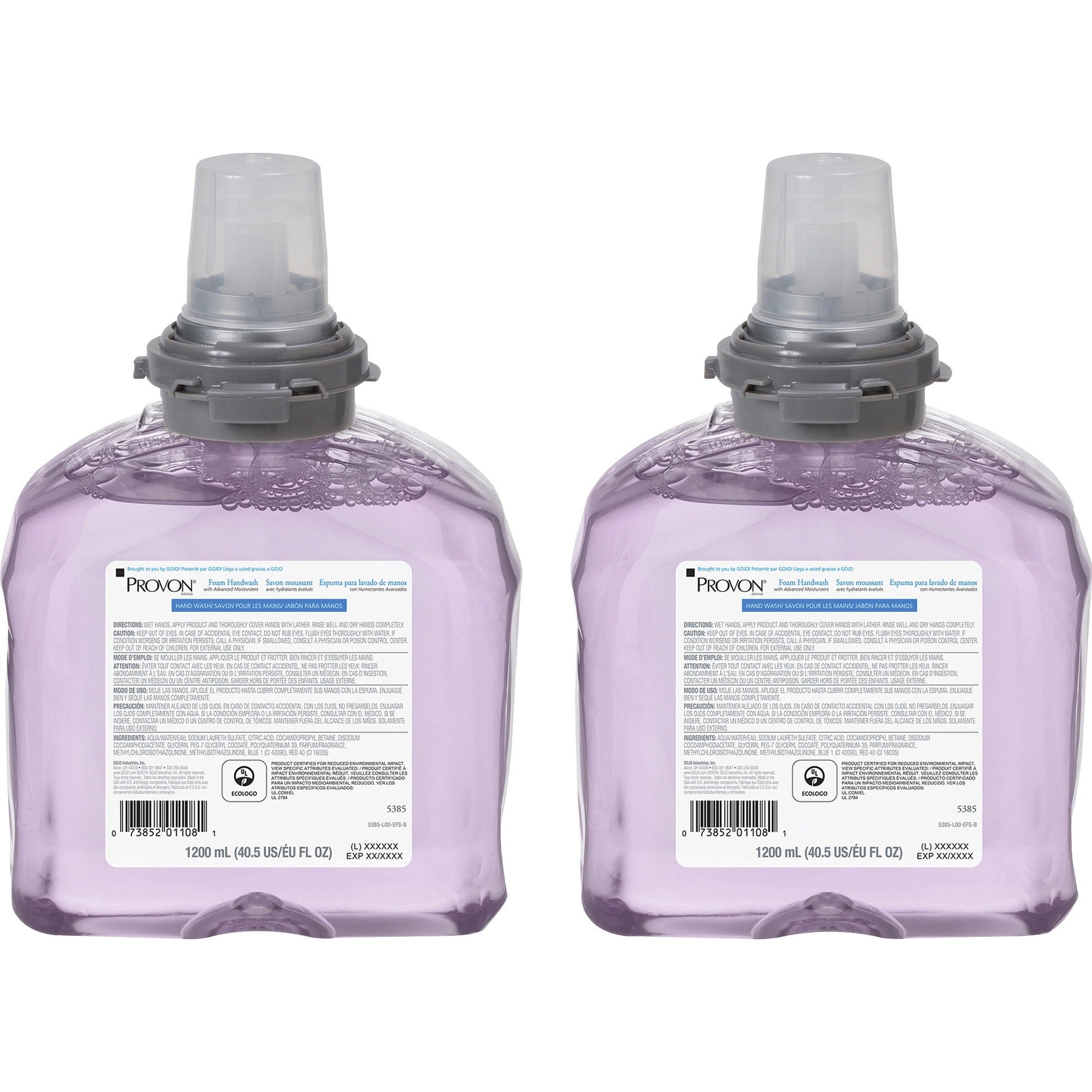 Provon TFX Refill Moisturizer Foam Handwash - Cranberry Scent - 1.27 quart - Pump Bottle Dispenser - Kill Germs - Skin - Moisturizing - Purple - Rich Lather, Bio-based - 2 / Carton
