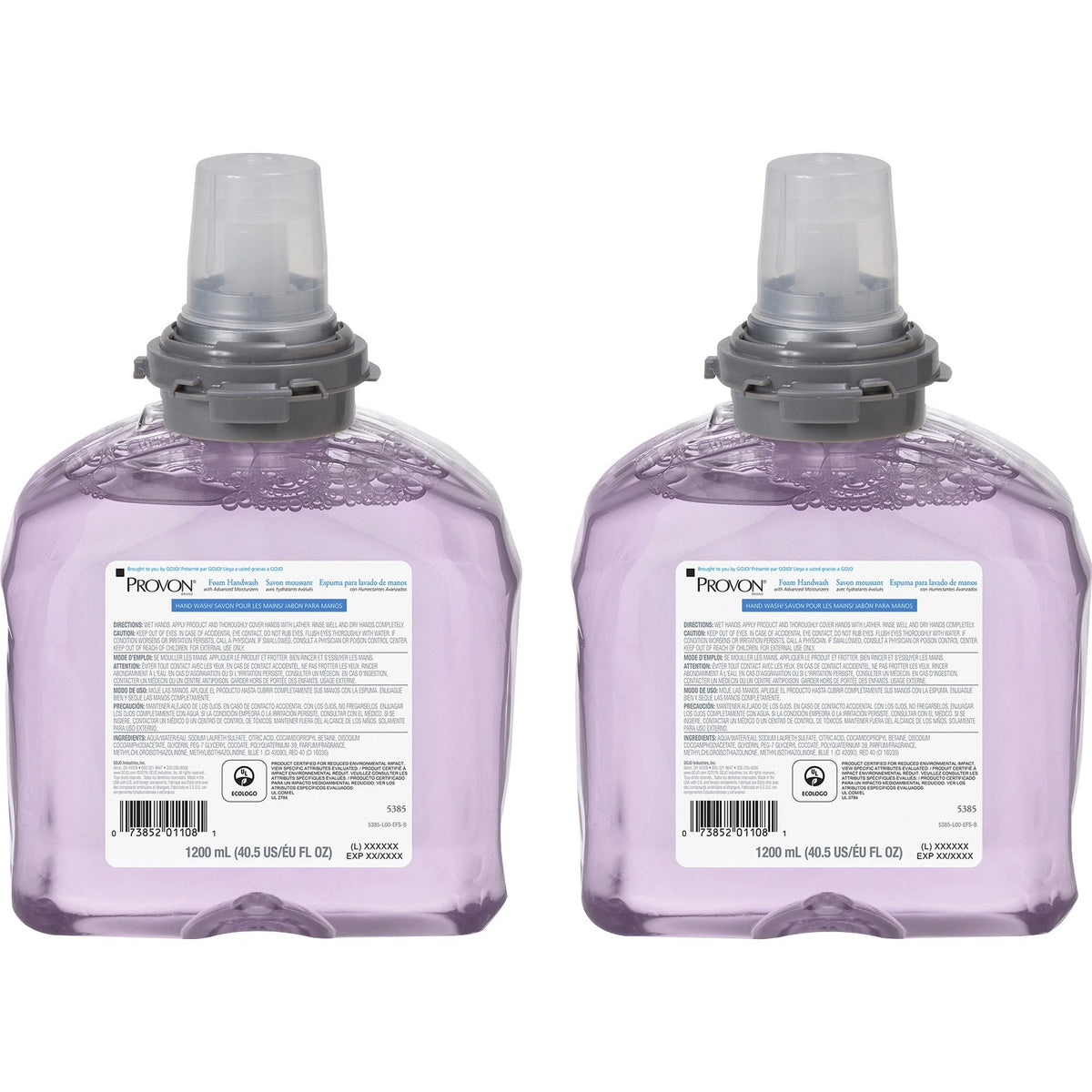 Provon TFX Refill Moisturizer Foam Handwash - Cranberry Scent - 1.27 quart - Pump Bottle Dispenser - Kill Germs - Skin - Moisturizing - Purple - Rich Lather, Bio-based - 2 / Carton