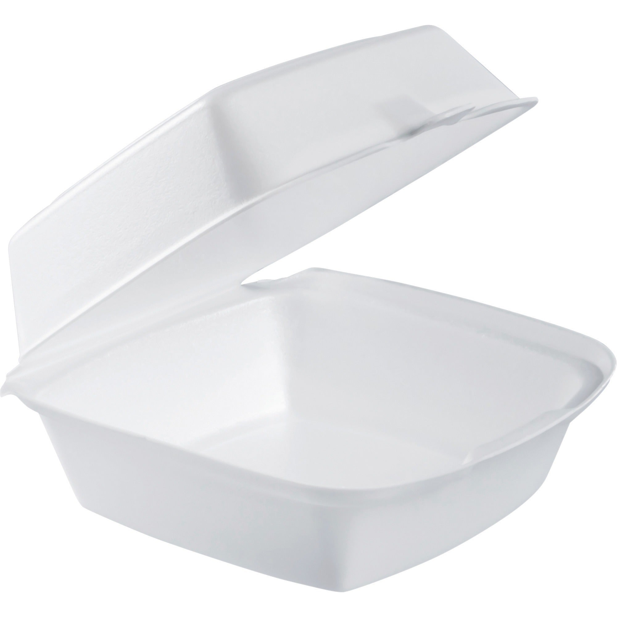 Dart 6’’ Foam Container with Hinged Lid - Disposable White Polystyrene - 125/Bag - Food Storage