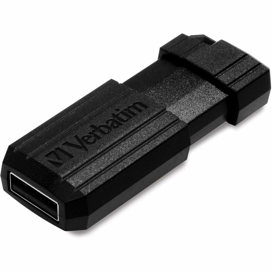 Microban PinStripe USB Flash Drive - 16 GB - USB 2.0 - Black - Lifetime Warranty - 1 Each