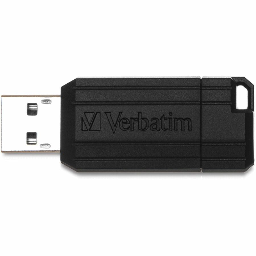 Microban PinStripe USB Flash Drive - 16 GB - USB 2.0 - Black - Lifetime Warranty - 1 Each