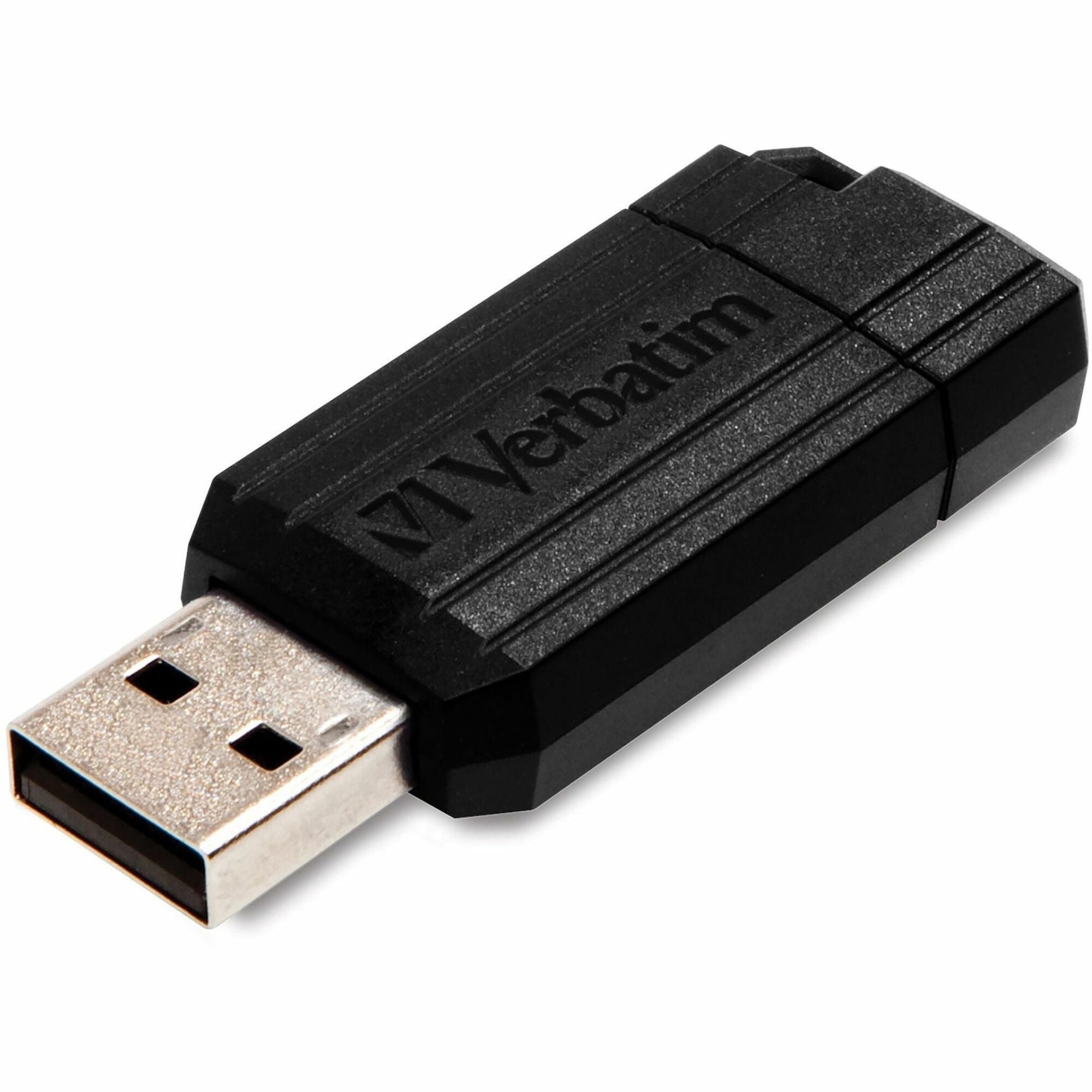 Microban PinStripe USB Flash Drive - 16 GB - USB 2.0 - Black - Lifetime Warranty - 1 Each