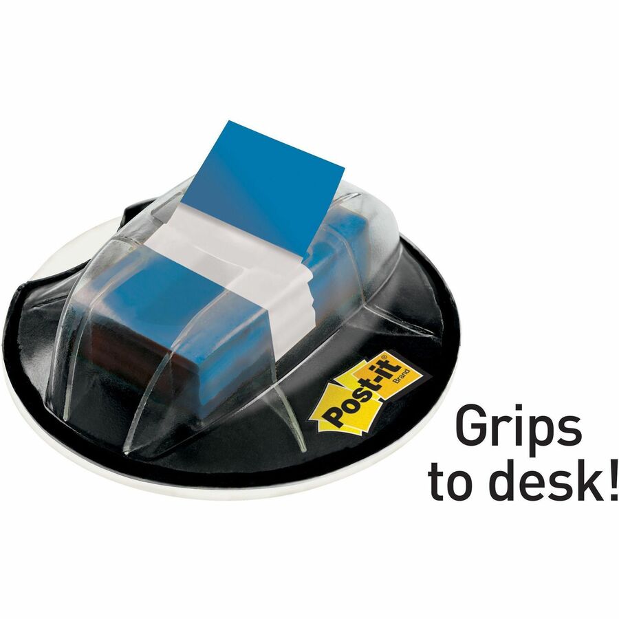 Post-it®  Flags in Desk Grip Dispenser - 200 - 1" Flag/Note Width x 1 3/4" Flag/Note Length - Rectangle - Unruled - Blue - Removable, Self-adhesive - Dispenser Included - 200 / Pack