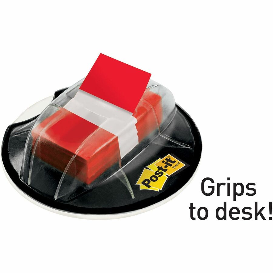 Post-it®  Flags in Desk Grip Dispenser - 200 - 1" Flag/Note Width x 1 3/4" Flag/Note Length - Rectangle - Unruled - Red - Removable, Self-adhesive - Dispenser Included - 200 / Pack