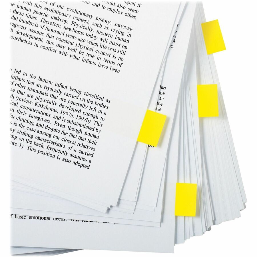 Post-it®  Flags in Desk Grip Dispenser - 200 - 1" Flag/Note Width x 1 3/4" Flag/Note Length - Rectangle - Unruled - Yellow - Removable, Self-adhesive - Dispenser Included - 200 / Pack