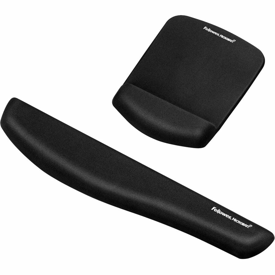 Fellowes PlushTouch Microban Keyboard Wrist Rest - 1" Height x 18.13" Width x 3.19" Depth - Black - Polyurethane - Wear Resistant, Tear Resistant, Skid Proof - 1 Each