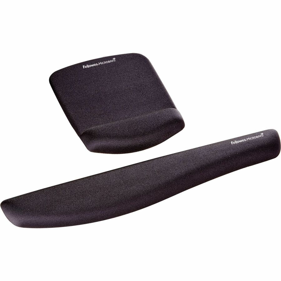 Fellowes PlushTouch Microban Keyboard Wrist Rest - 1" Height x 18.13" Width x 3.19" Depth - Black - Polyurethane - Wear Resistant, Tear Resistant, Skid Proof - 1 Each