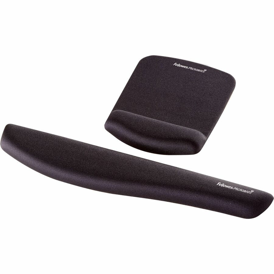 Fellowes PlushTouch Microban Keyboard Wrist Rest - 1" Height x 18.13" Width x 3.19" Depth - Black - Polyurethane - Wear Resistant, Tear Resistant, Skid Proof - 1 Each