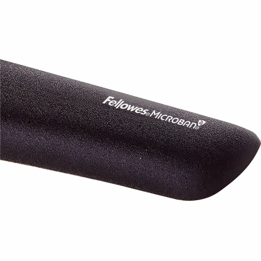 Fellowes PlushTouch Microban Keyboard Wrist Rest - 1" Height x 18.13" Width x 3.19" Depth - Black - Polyurethane - Wear Resistant, Tear Resistant, Skid Proof - 1 Each