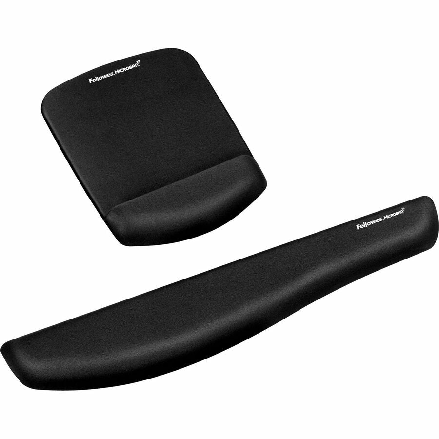 Fellowes PlushTouch Microban Keyboard Wrist Rest - 1" Height x 18.13" Width x 3.19" Depth - Black - Polyurethane - Wear Resistant, Tear Resistant, Skid Proof - 1 Each