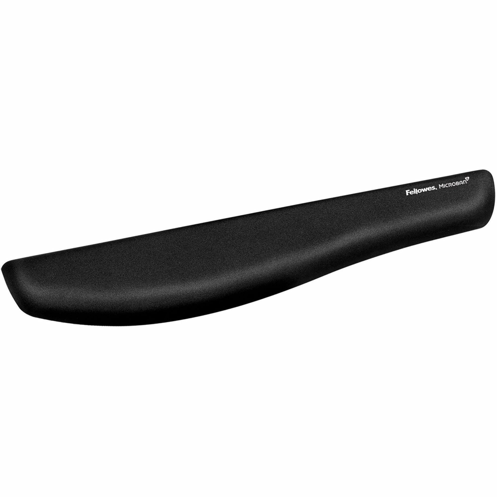 Fellowes PlushTouch Microban Keyboard Wrist Rest - 1" Height x 18.13" Width x 3.19" Depth - Black - Polyurethane - Wear Resistant, Tear Resistant, Skid Proof - 1 Each