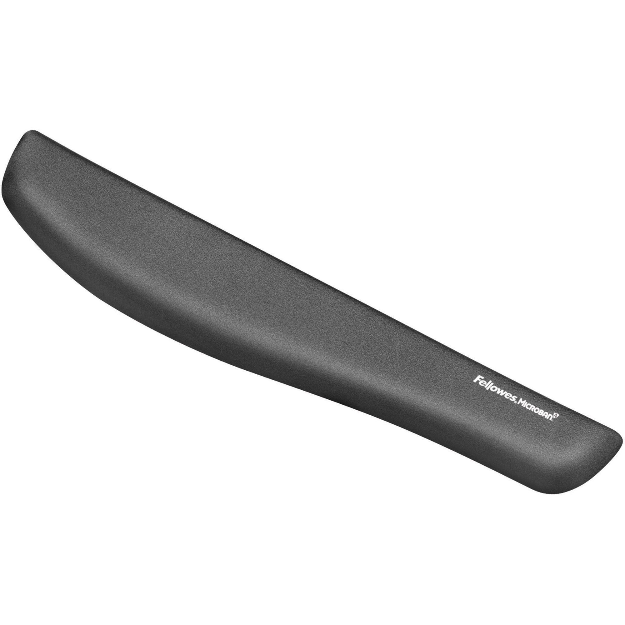 Fellowes PlushTouch Microban Keyboard Wrist Rest - 1" Height x 18.13" Width x 3.19" Depth - Graphite - Polyurethane, Foam - Wear Resistant, Tear Resistant, Skid Proof - 1 Each