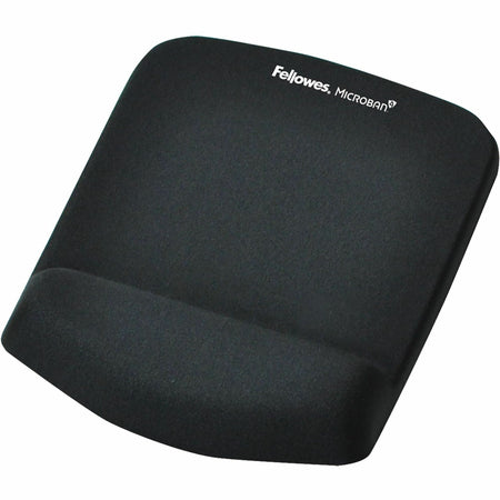 Fellowes PlushTouch Microban Mouse Pad Wrist Rest - 1" Height x 7.25" Width x 9.38" Depth - Black - Polyurethane, Foam - Wear Resistant, Tear Resistant, Skid Proof - 1 Each