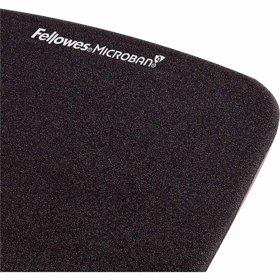 Fellowes PlushTouch Microban Mouse Pad Wrist Rest - 1" Height x 7.25" Width x 9.38" Depth - Black - Polyurethane, Foam - Wear Resistant, Tear Resistant, Skid Proof - 1 Each