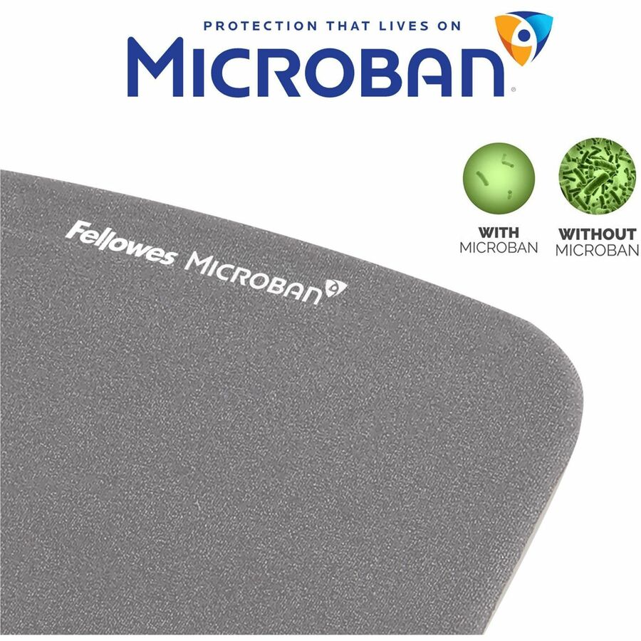 Fellowes PlushTouch Microban Mouse Pad Wrist Rest - Comfortable Support for Your Wrists