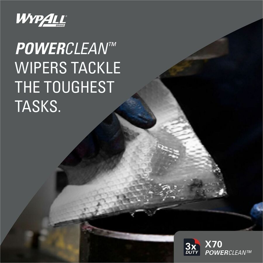 Wypall PowerClean X70 Medium Duty Cloths - Quarter-fold - 12.50" Width x 12" Length - White - 76/Pack - 12 / Carton