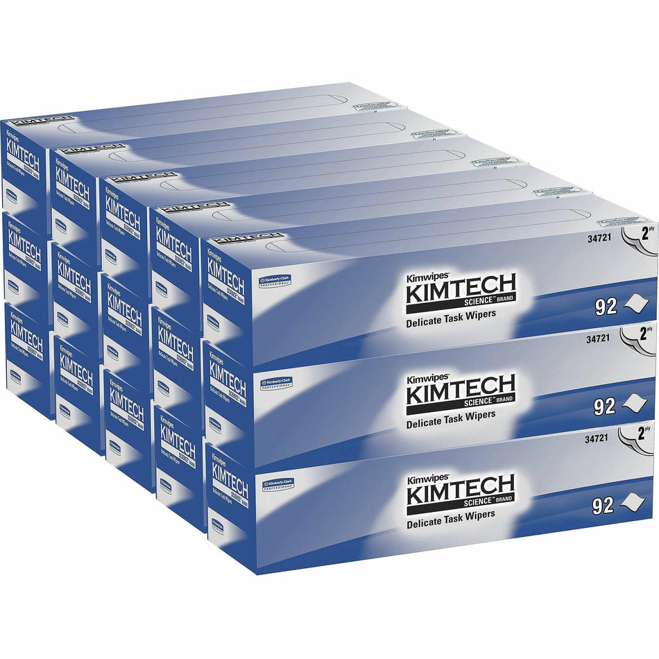 KIMTECH Science Kimwipes Delicate Task Wipers - 2 Ply - 14.40" Width x 16.40" Length - White - 92/Pack - 15 / Carton